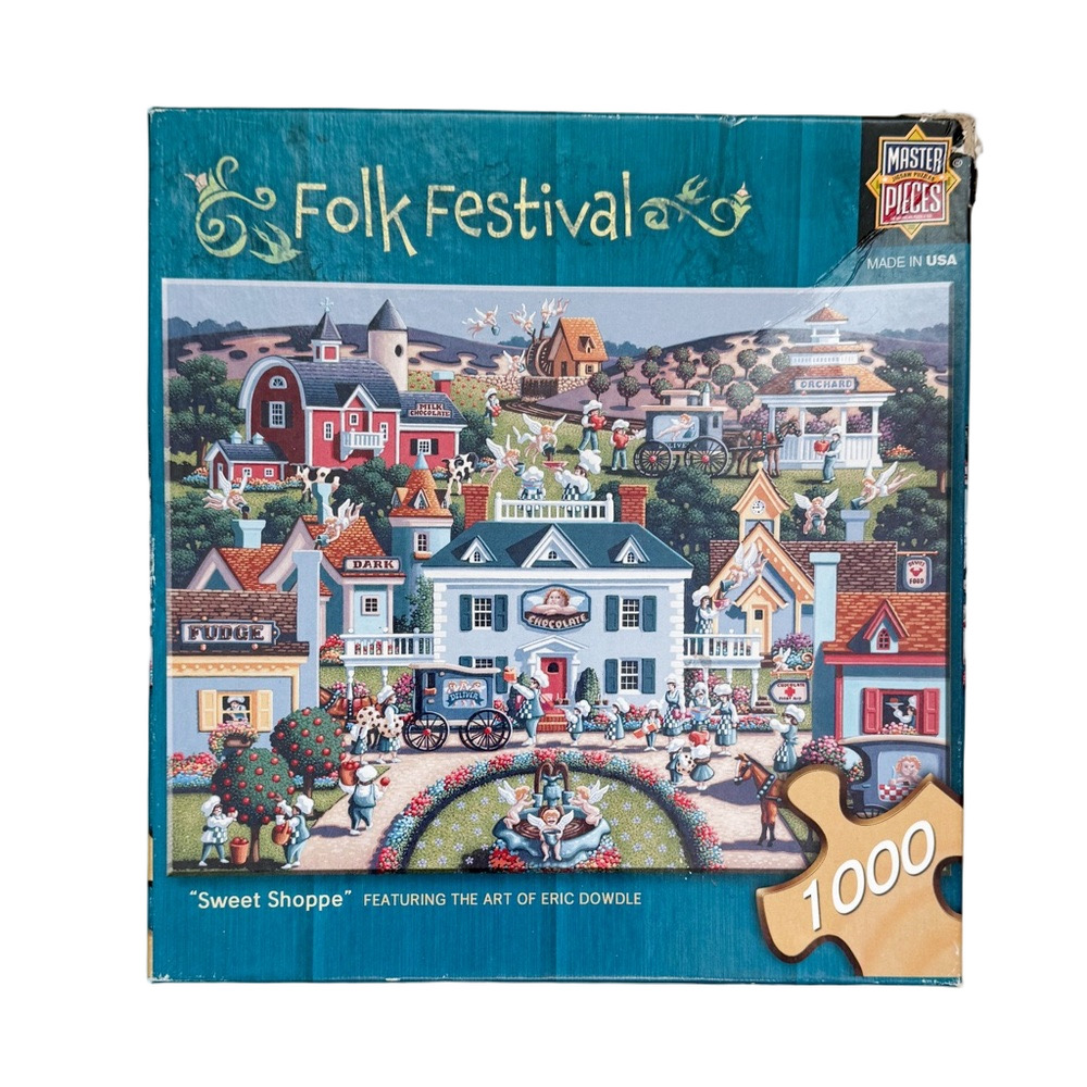 MasterPieces Folk Festival "Sweet Shoppe" 1000-Piece Jigsaw Puzzle - Blue